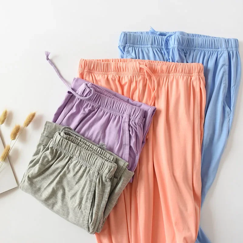 Pantalones cortos deportivos para mujer, shorts cómodos de modal, holgados, multicolor, talla grande, elásticos, para el hogar y la playa, Verano