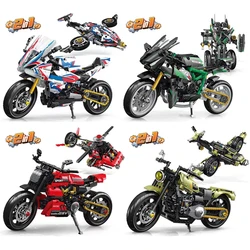 Speed Champions 2 In 1 Racing Moto 1:8 Motorcycles Building Blocks Sets DIY Classic Motorbike Model Brick Childrens Toys Gifts