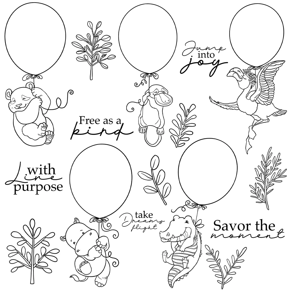 Mangocraft Little Animals And Balloons Cutting Dies Clear Stamp DIY Scrapbooking Metal Dies Silicone Stamp For Card Albums Decor