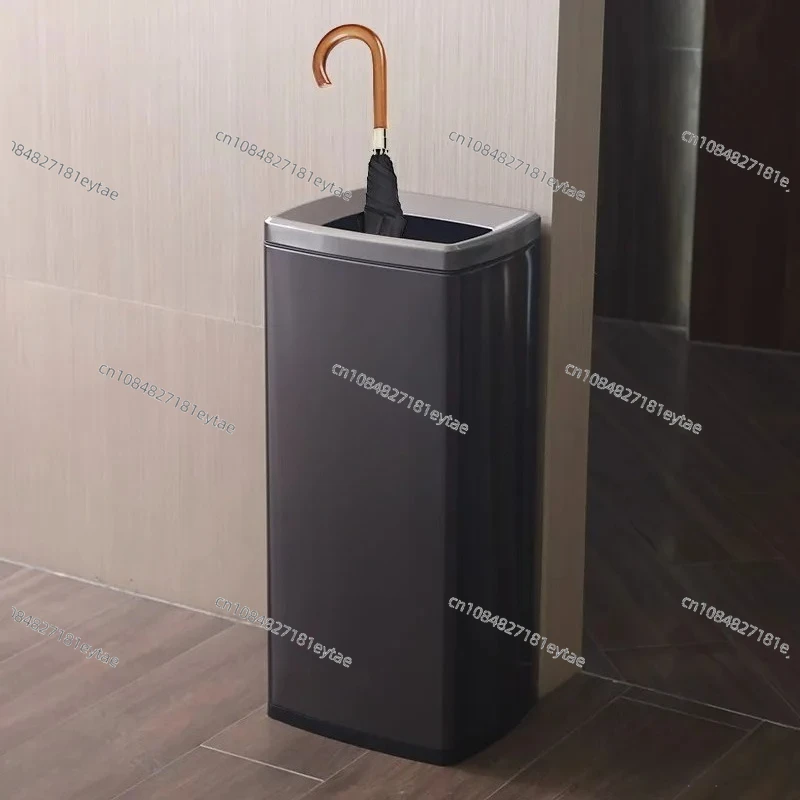 Commercial Umbrella Bucket Large Rectangle Stainless Steel Light Luxury Umbrella Storage Rain Tube Hotel Lobby Household