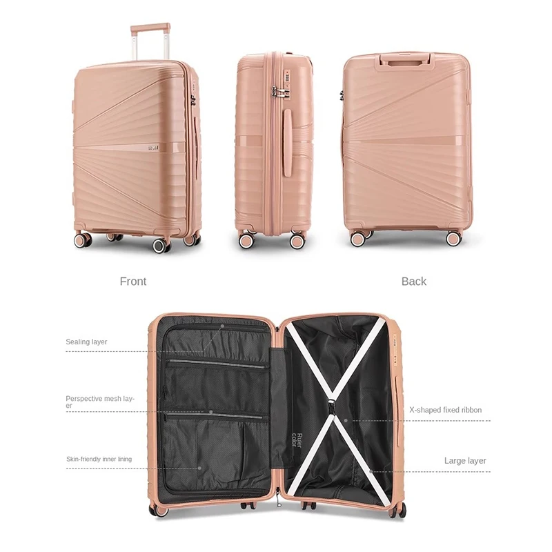 High Appearance Level Luggage 20" 24" Light Travel Business Trolley Case Password Suitcase Zipper Password Lock Universal Wheel