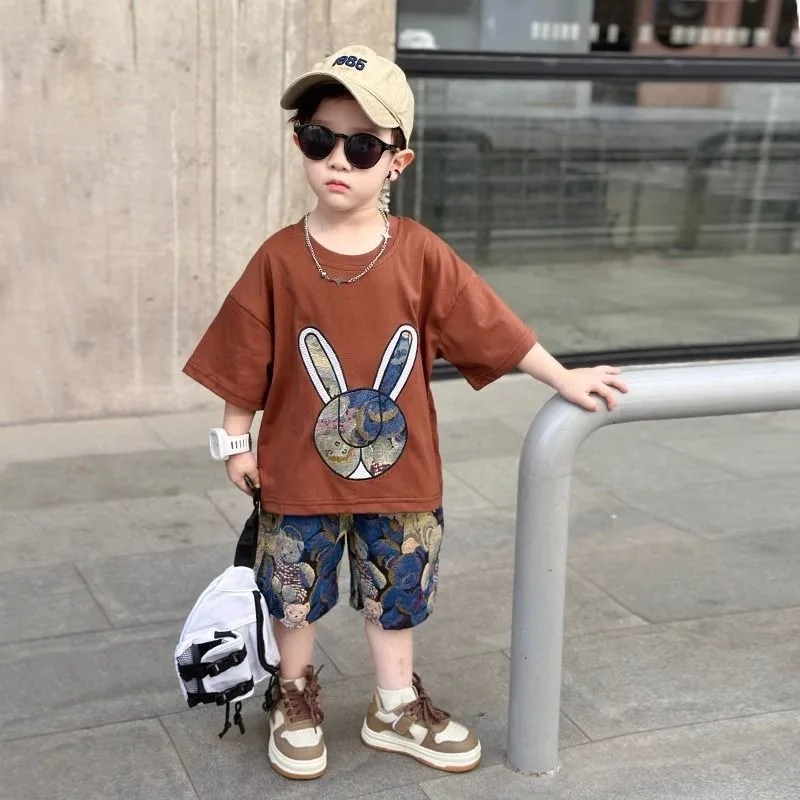 

Short-sleeved Thin Two-piece Set Suit Children Boy From 4 Years Old Boy´s Clothing Junior Top Bottom Boys Kids Korean Clothes 11