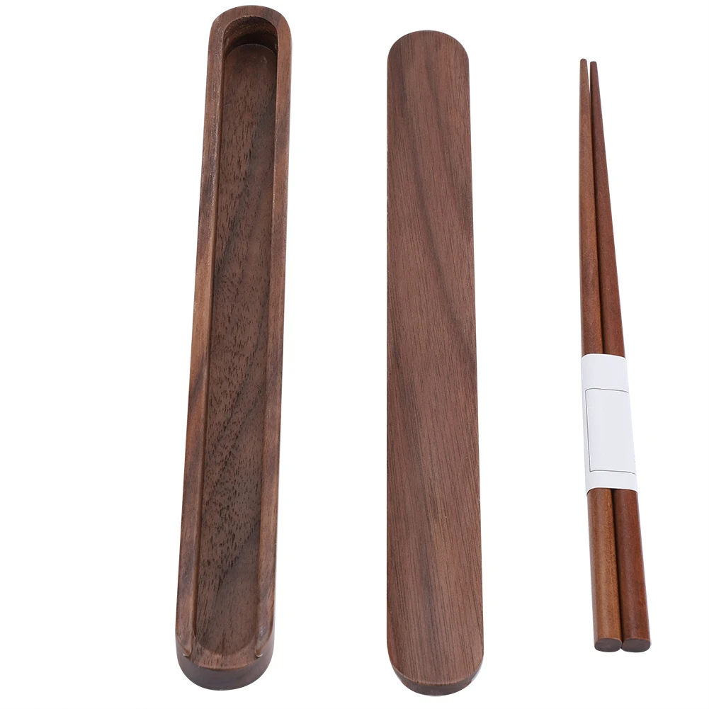 1 Pair Wood Chopsticks with Storage Case Box Portable Eco friendly 23cm Length Reusable Chopsticks for Home Outdoor Picnic