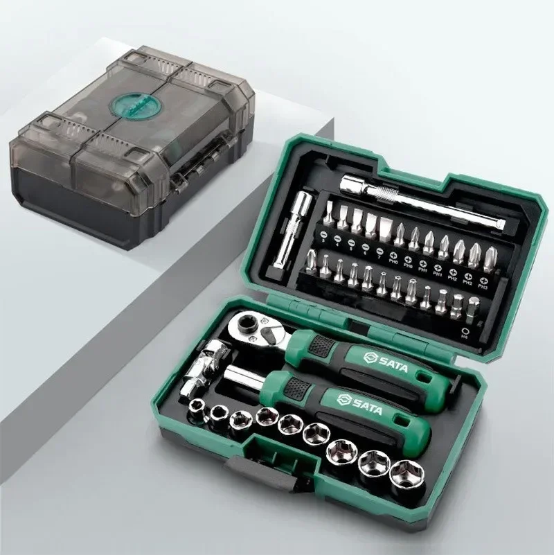 SATA Ratchet Wrench and Screwdriver Multi Kit 6.3mm DIY Household Repair Tools Magnetic Screw Driver Bits Set Hand Tools