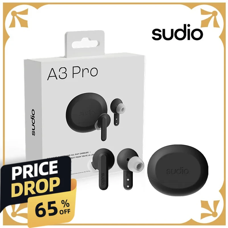 

SUDIO A3Pro true wireless Bluetooth headphones feature active noise cancellation, sports water resistance and long battery life