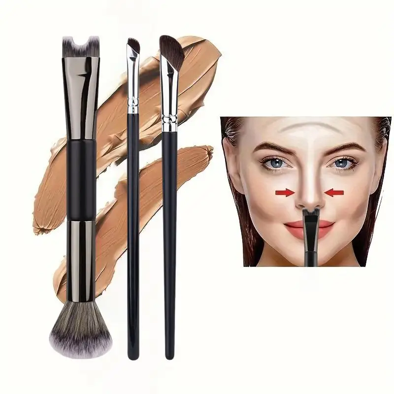 Professional Nose Contour Brushes 1 3 Pcs Dual Ended Angled Eyeshadow  Tools For Makeup Artists And Daily Users