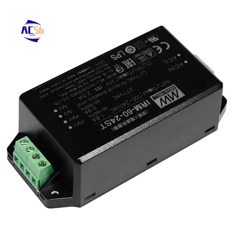 

AC56-60W 24V 1.25A Импульсный источник питания, IRM-60-24ST Тип винтовой клеммы AC-DC Драйвер преобразователя Трансформатор