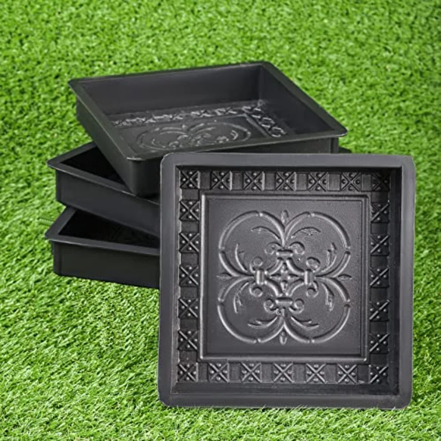 

Plastic Molds Concrete Set Patio Paving Mold 4 pcs - Big Beautiful Pathmaker Precast Concrete Molds and Forms Stampcrete for Wa