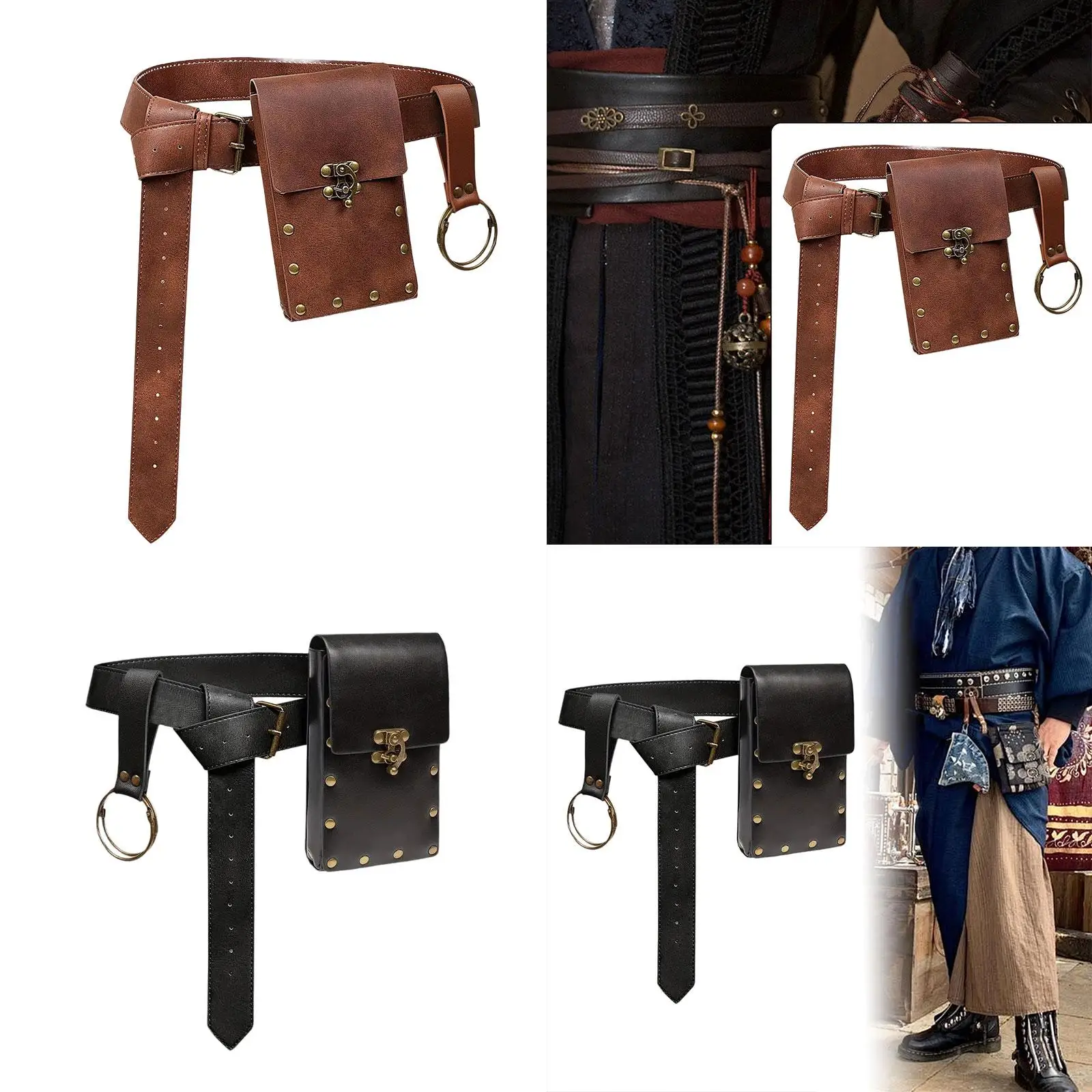 Belt Pouch Waist Bag Portable Unique Renaissance Accessories Steampunk Phone Holder for Carnival Festival Performance Halloween