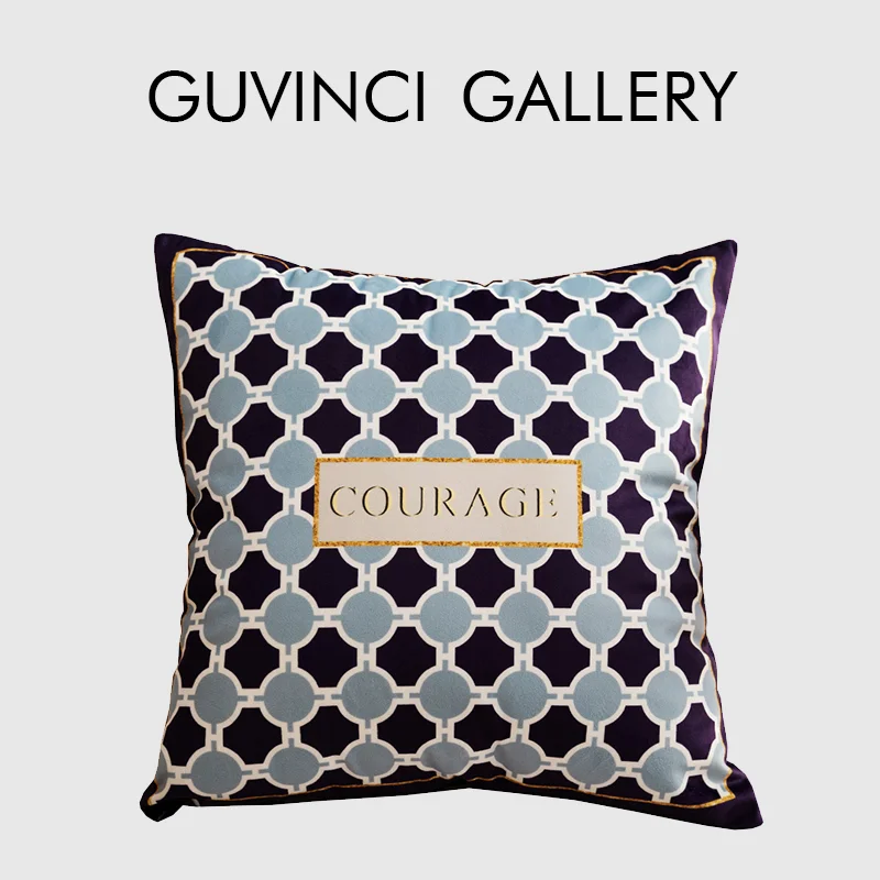 GUVINCI Teal Contemporary Gallery Interior Cushion Covers Modern Blue And Grey Abstract Throw Pillow Case 50x50cm For Sofa Chair