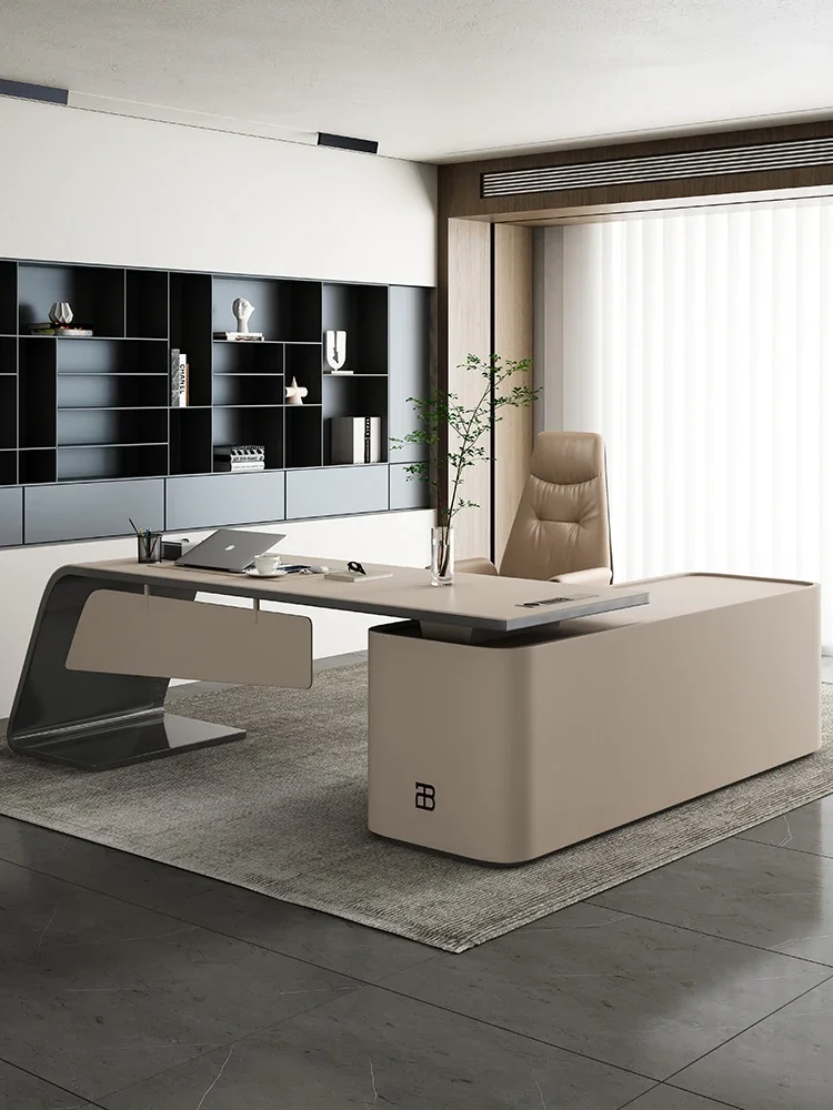 Italian light luxury computer desk, modern, simple, high-end, corner boss's desk