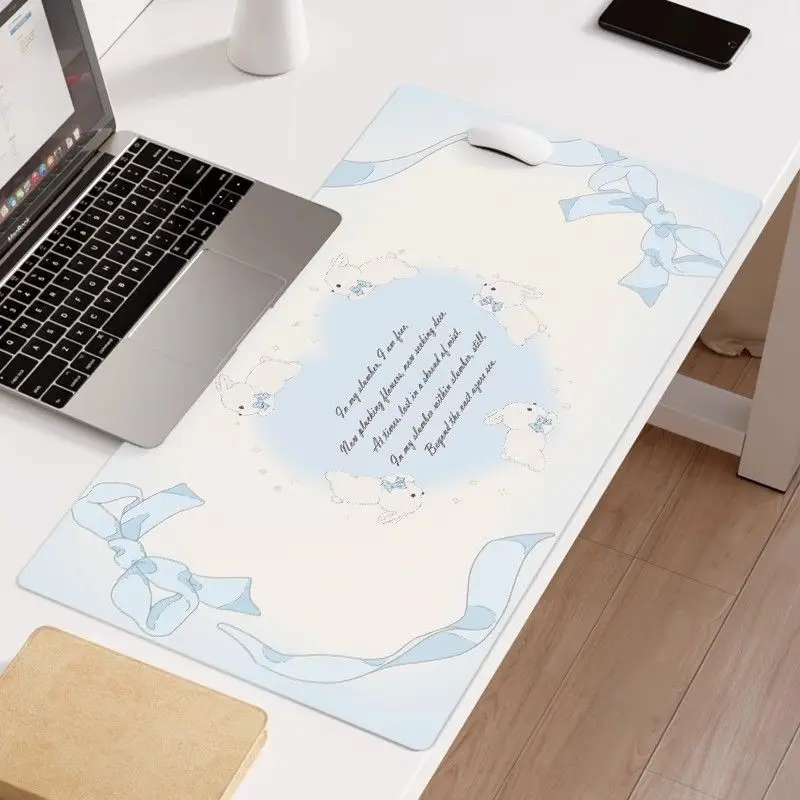

INS Butterfly Rabbit PU Leather Mousepad Office Desk Mat Computer Waterproof Leather Anti-Slip Keyboard Mat Keyboard Mouse Pad