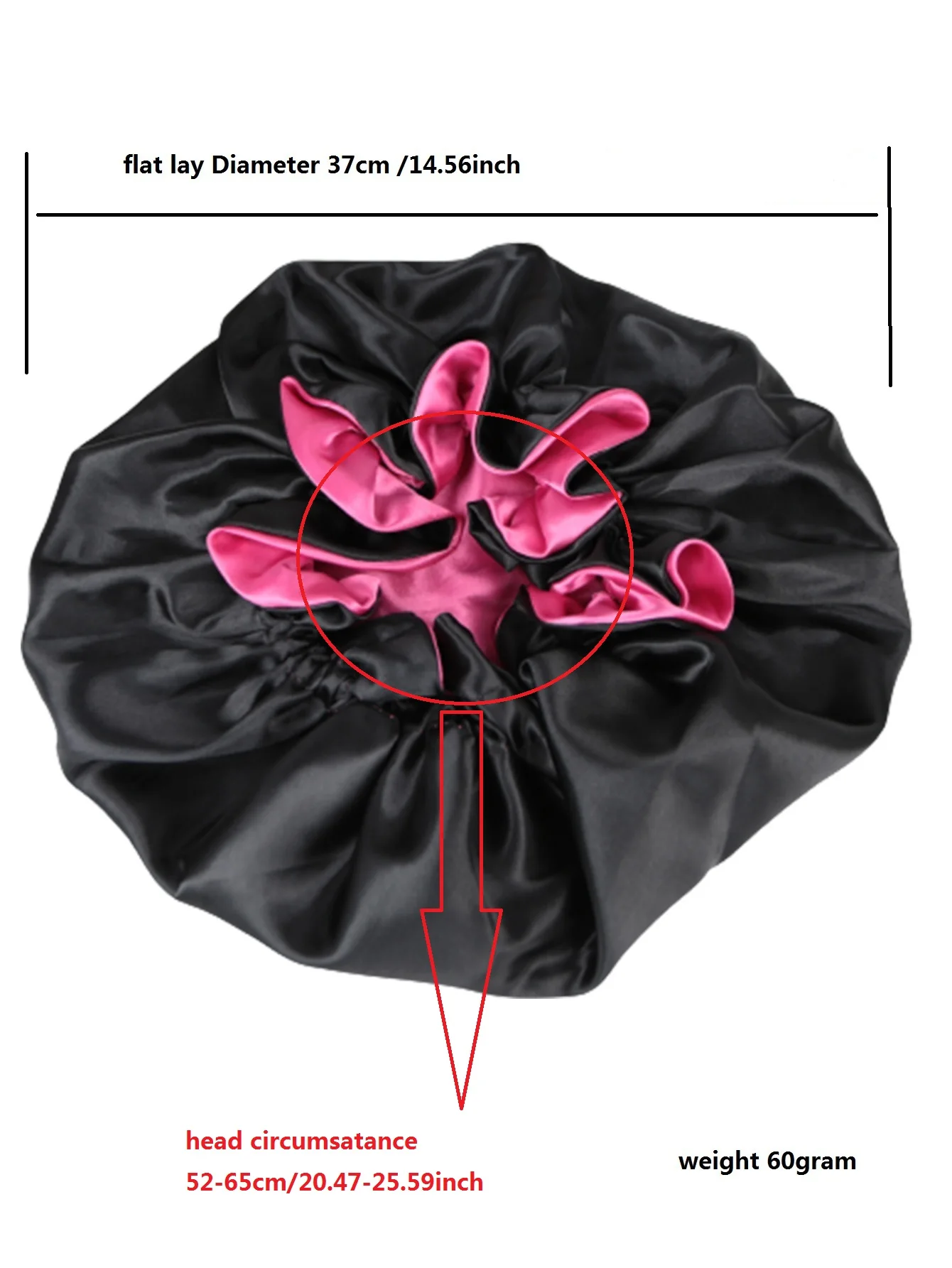 1 Stück doppellagige Satin-Mützen mit geschnürten Kanten, passende Farben, Schlaf-Mützenkappe – Detail 7