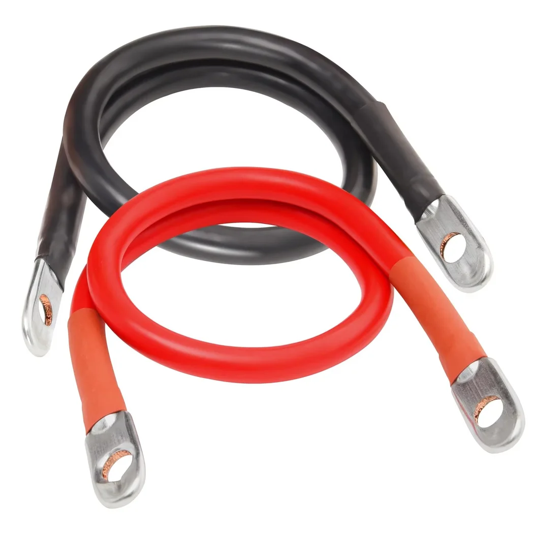 2 AWG Battery Cable 2AWG 24-Inch Battery Inverter Cables Set All Copper Conductor Wire with 3/8