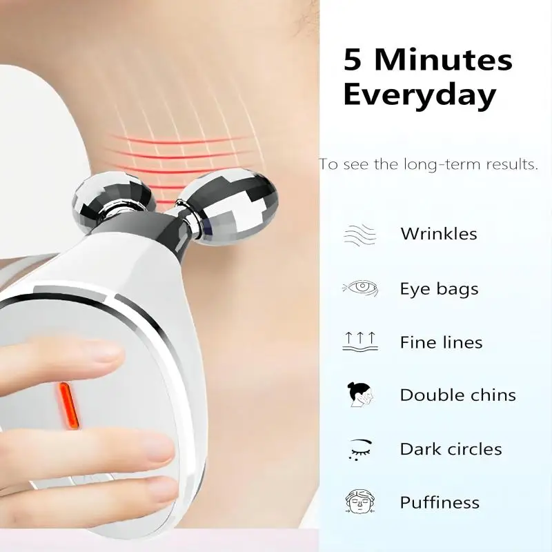 Microcurrent Facial Device 5 in 1 Microcurrent Multifunctional Facial Massager EMS Face Roller Face Massager for Skin Care