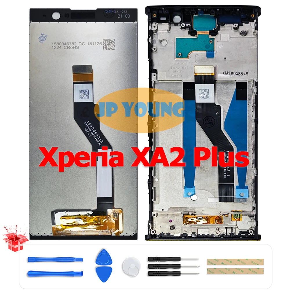 Rakitan Digitizer Layar Sentuh LCD 6.0 "asli dengan Bingkai untuk Sony Xperia XA2 Plus H4413/H4493/H3413 - Pengganti