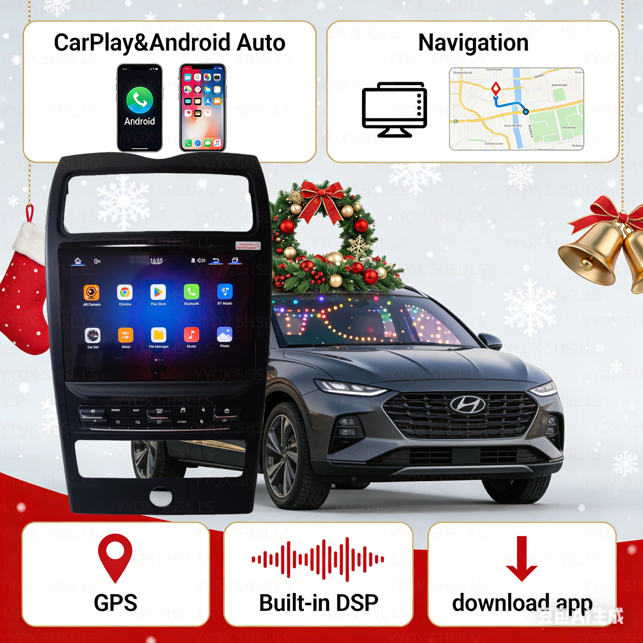 10.26inch Android Screen For Maserati Quattroporte 2004-2012 GPS Navigation Stereo Blu-Ray CarPlay Car Radio Multimedia Player