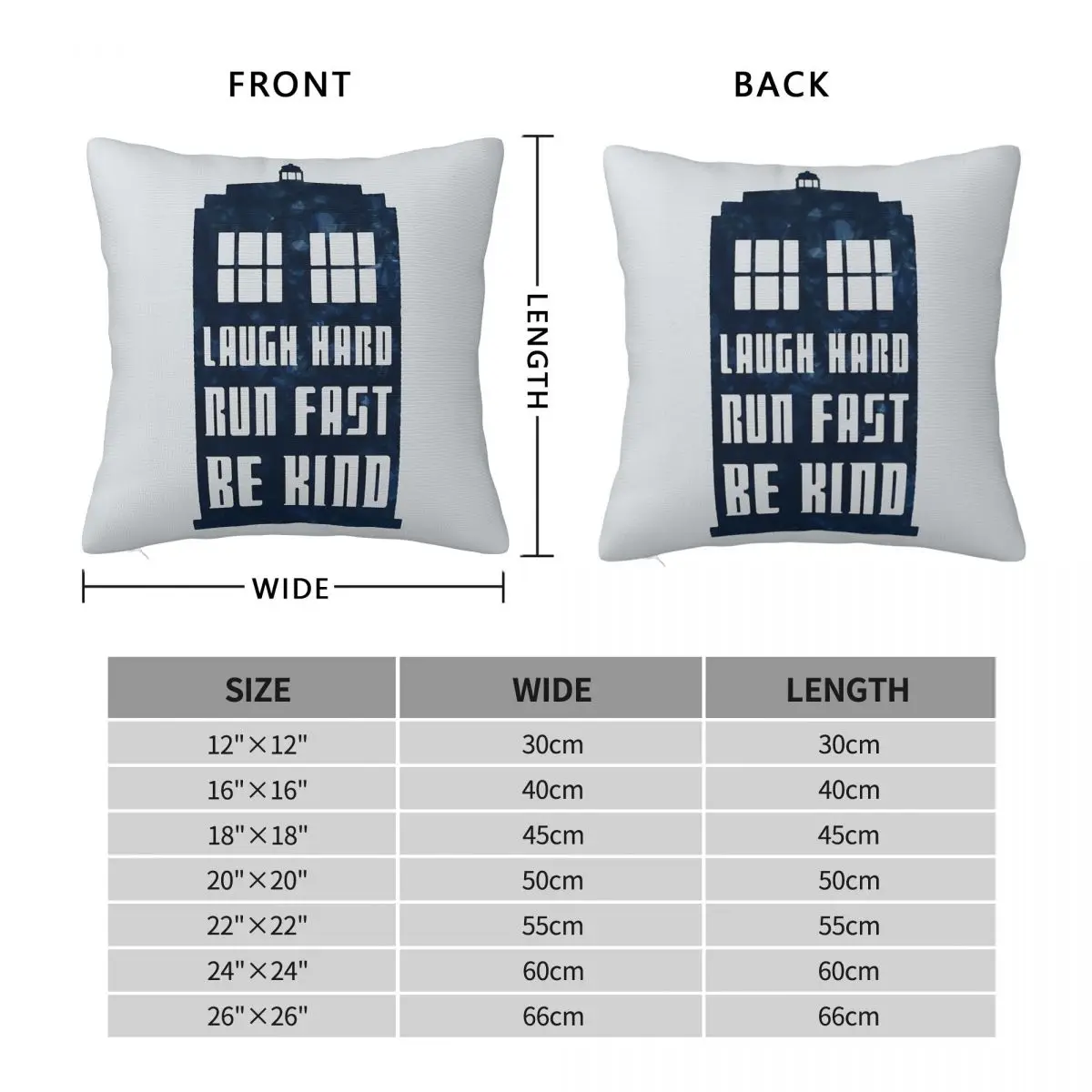 Laugh Hard Run Fast Be Kind Pillowcase Polyester Linen Velvet Printed Zip Decor Home Cushion Cover 45x45