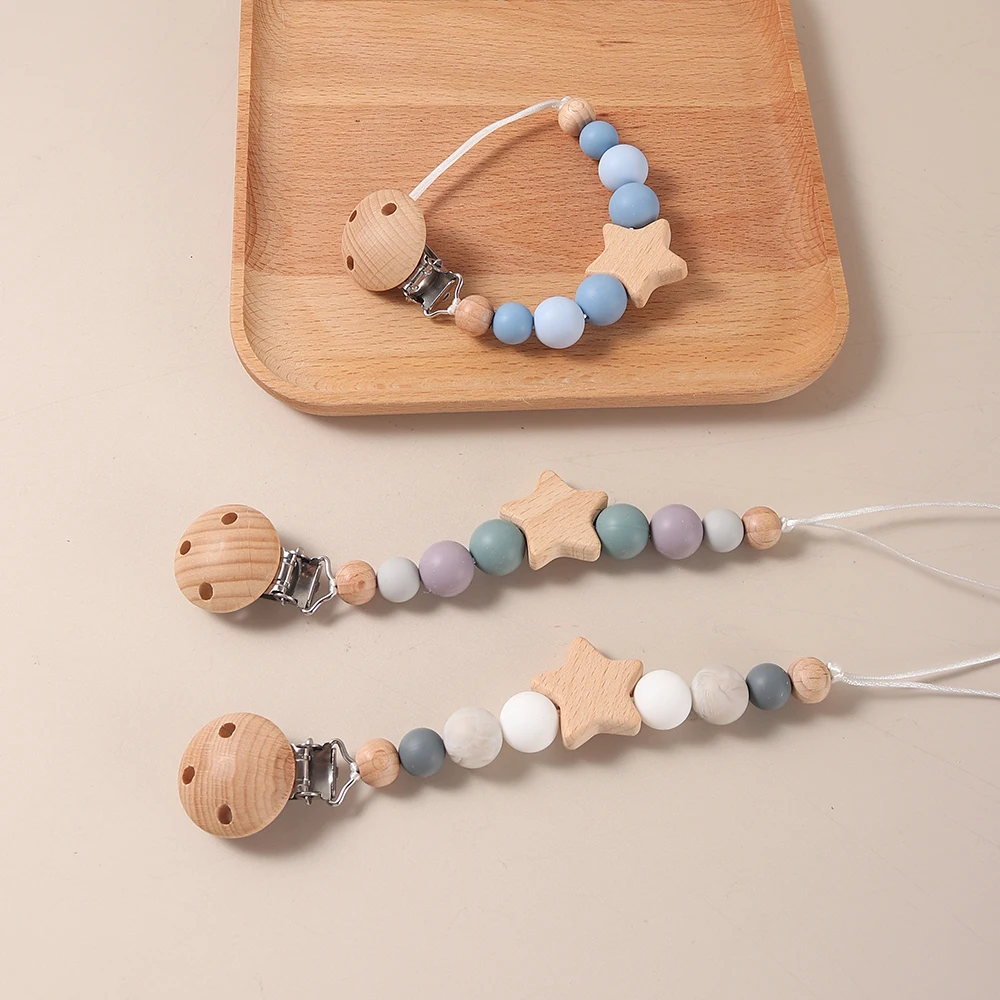 Star Pacifier Chain Beaded Pacifier Clip Anti-Lost Soother Holder for Babies Infants & Toddlers
