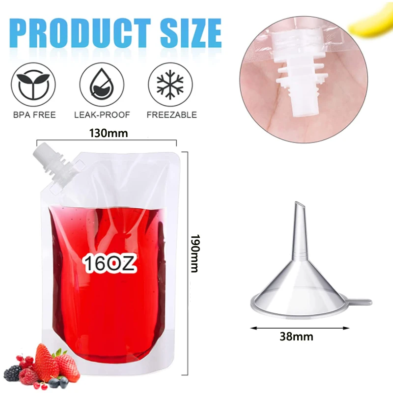 100ml-500ml Reise-Getränkebeutel Transparente Plastikbeutel Versiegelte Saft-Aufbewahrung Getränke-Eisbeutel Tragbare Kaltgetränkebeutel – Detail 4