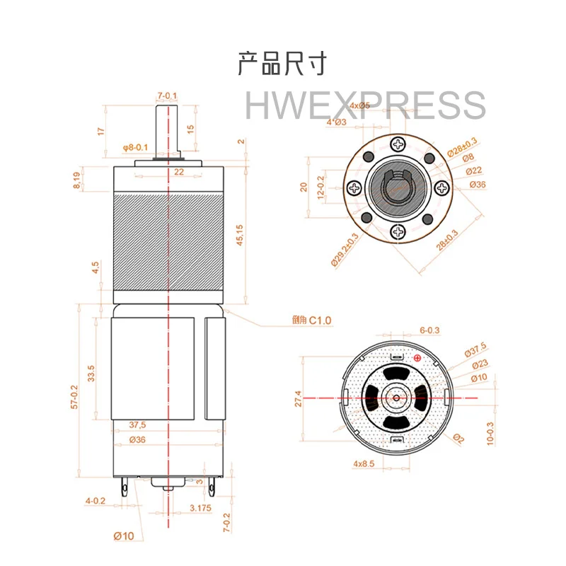 Planetary Gear Motor12vHigh Torque Motor36GP-555Micro Small Low-Speed Speed Control24vMotor