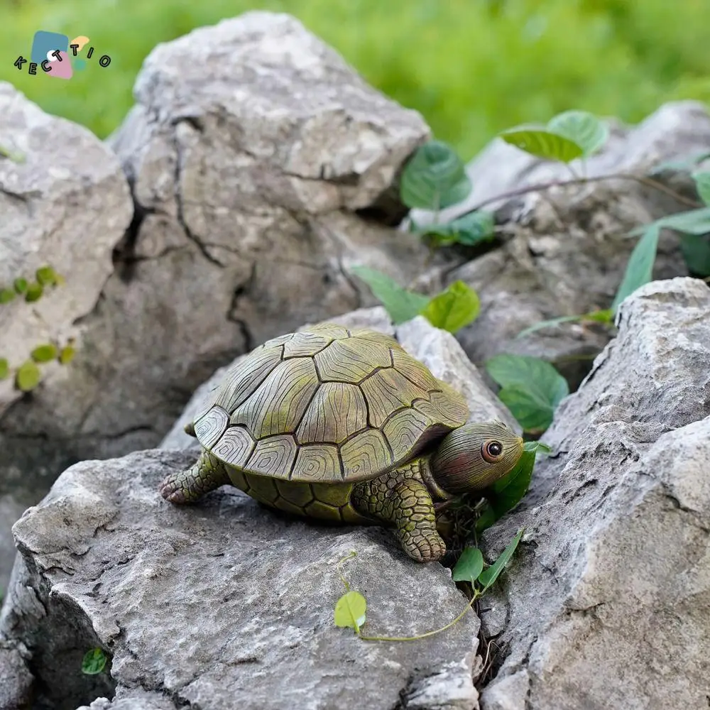 

Micro Landscape Resin Turtle Statue Key Hider Creative Funny Tortoise Figurines Waterproof Simulated Animal Sculpture Courtyard