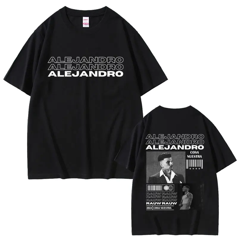 Rauw Alejandro Cosa Nuestra Double Sided Print T-shirts Men Fashion Hip Hop Trend T Shirts Men's Vintage Casual Oversized Tshirt