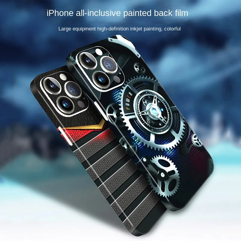 Mechanical Colorful Decal Skin for IPhone 15 14 13 12 11 Pro Max Soft Back Screen Protector 3M Wrap with Side Skin Sticker