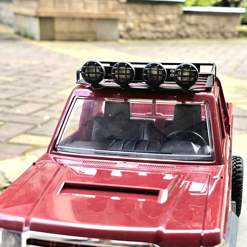 Hot.MN82 Metal Luggage Carrier Roof Rack With LED Light RC Model Car Upgrade Parts Accessor Simulation Roof Rack With Four Light