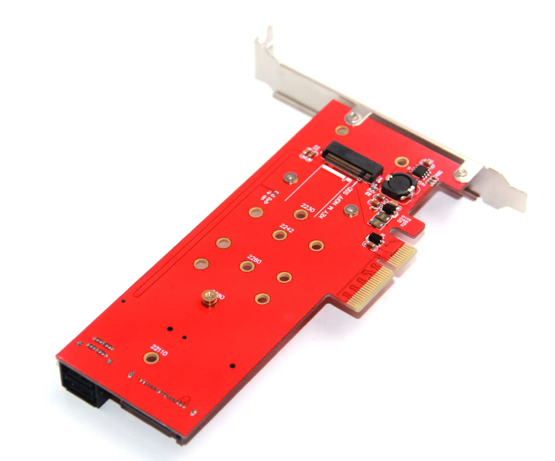 

Адаптер PCIE — M2 PCIE X4 — 1 порта M Key NVMe M.2 + 2-портовый ключ B NGFF M.2 Riser Card SATA 15Pin Power 2 SATA Connect Материнская плата
