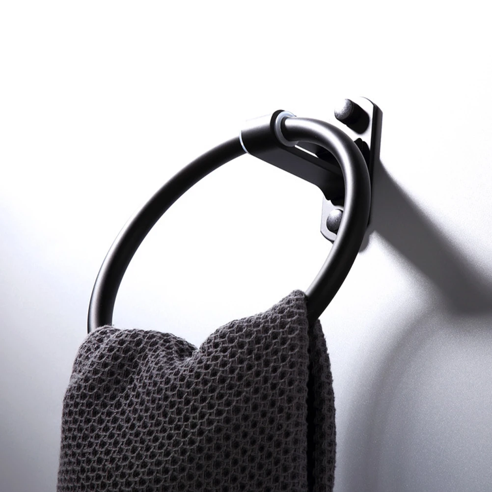 

Wall-Mounted Towel Ring Bathroom Accessories Hand Towel Holder Waterproof Space Aluminum Home Bathroom Supply Household Hardware