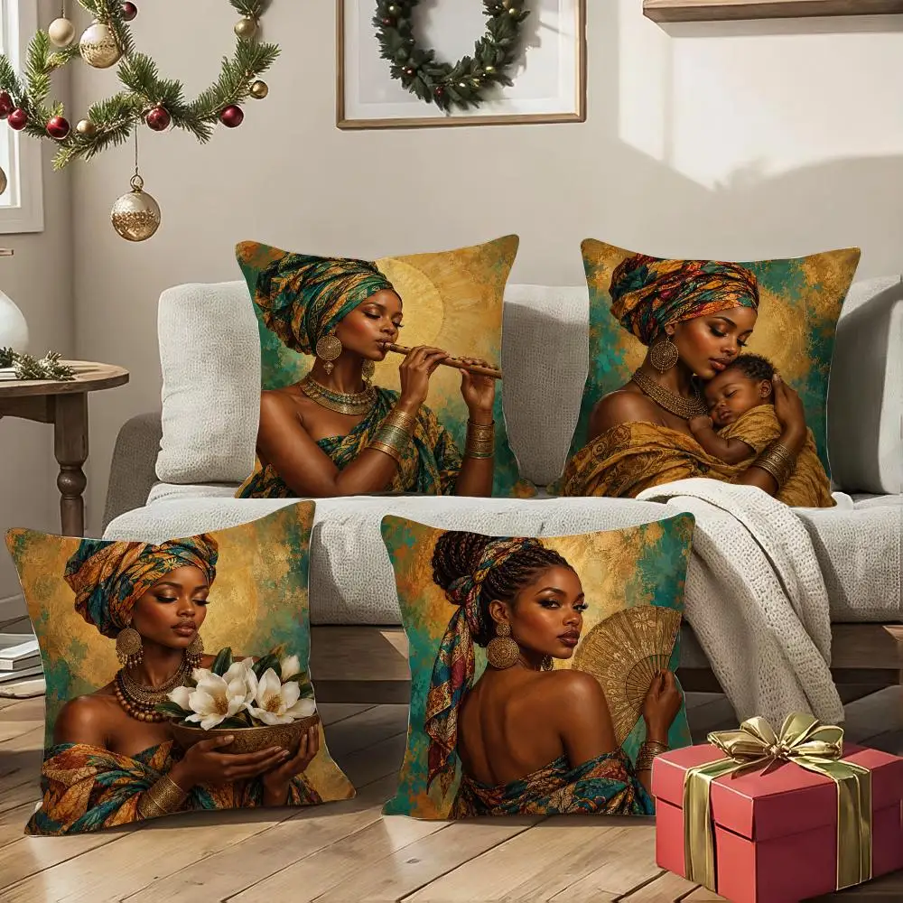 Golden Grace Portraits Cushion Cover 1/4Pcs Soft Plush Cushion Case Throw Pillowcase Cozy Home Sofa Bed Living Room Decor