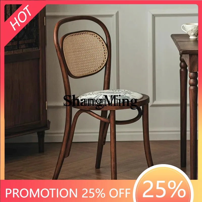 

CL book table and chair solid wood home book table and chair rattan chair retro backrest