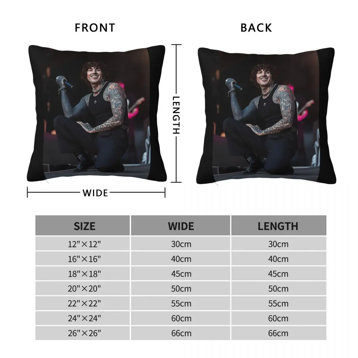 Smiling Oli Sykes Bring Me The Horizon Pillowcase Polyester Linen Velvet Pattern Zip Decor Sofa Cushion Cover