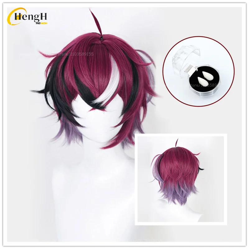 

In Stock Anime Synthetic Doppio Dropscythe Short 30cm Gradient Cosplay Anime Wig Heat Resistant Hair Halloween Wigs + A Wig Cap