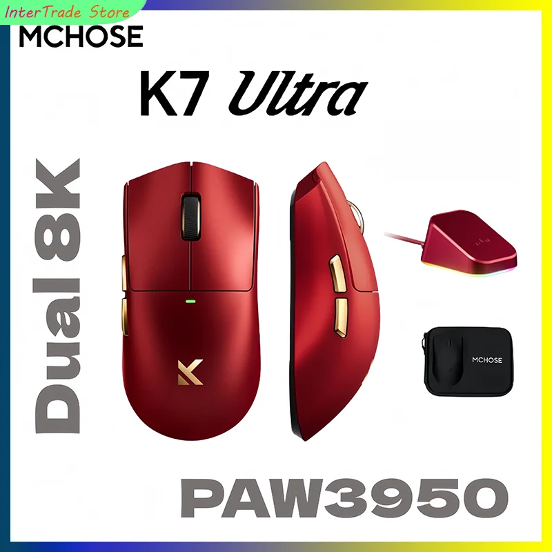 

MCHOSE K7 Ultra Gaming Mouse Wireless 42000 DPI PAW3950 Sensor 8K Polling Lightweight Magnetic Dock Charging Mouse Game Gift