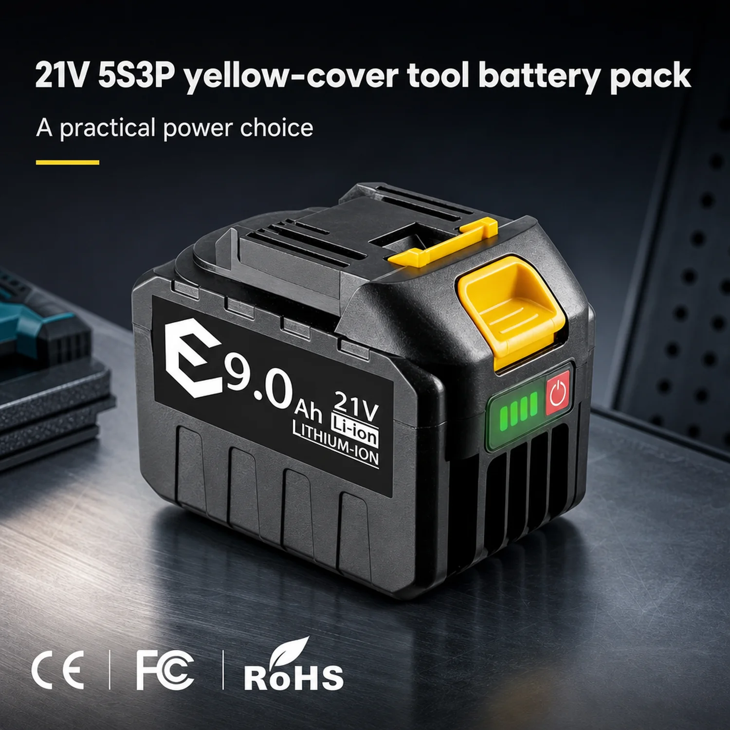 Power Tools Yellow - 21V 9Ah Li-Ion Tool Battery Pack