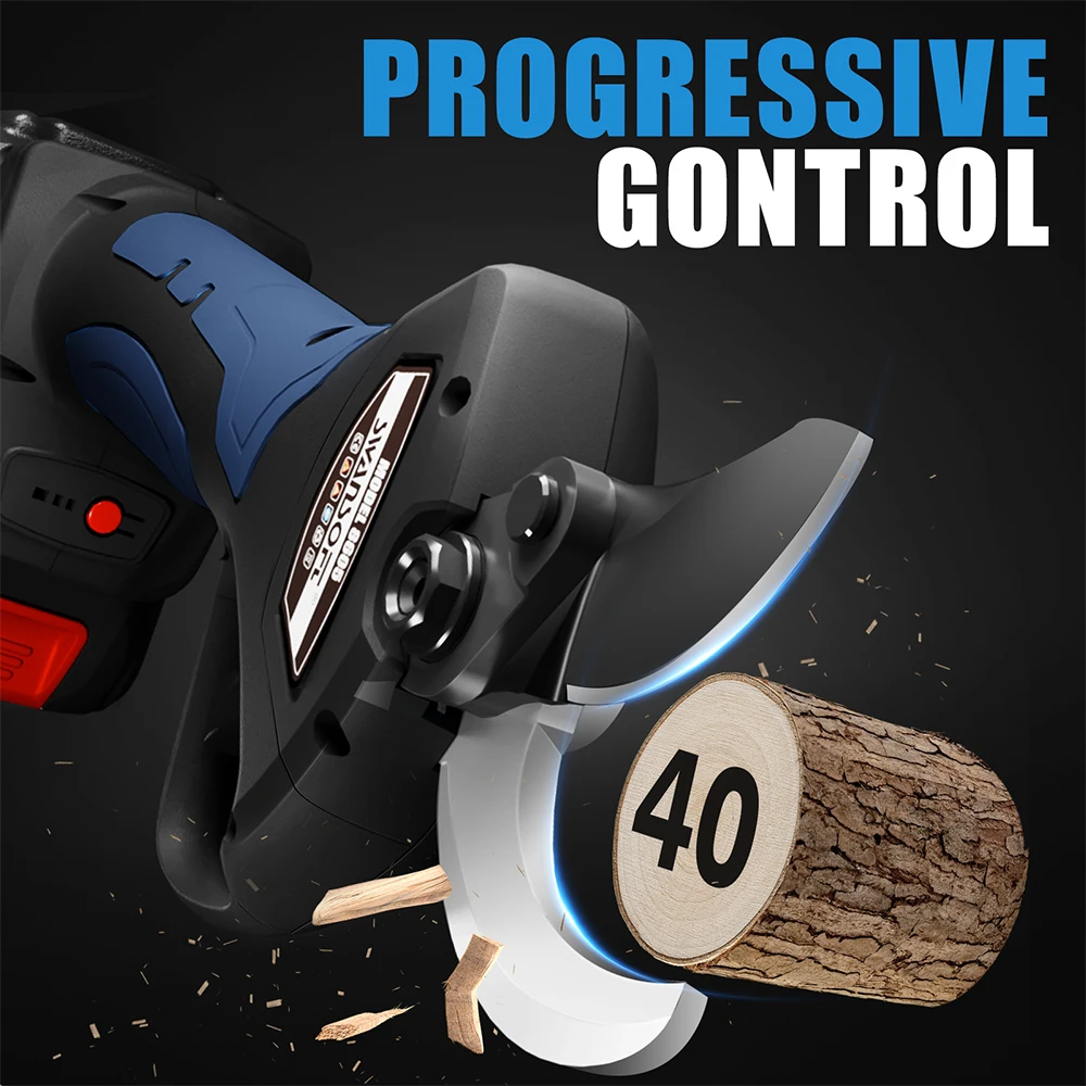 SWANSOFT Forbici da potatura elettriche ricaricabili progressive 21V 1050W, con 2 batterie 2ah, possono essere utilizzate con un palo lungo