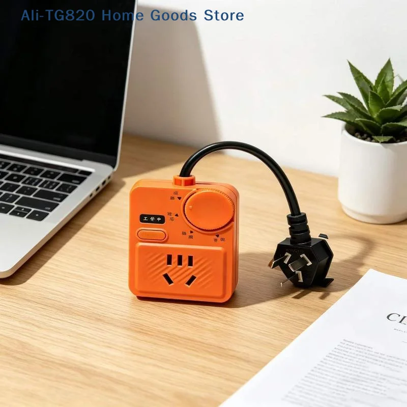 [TG820]Orange Adjustable Voltage Regulator Power Socket With Control Knob Overload Protection For Home Office Dorm Use
