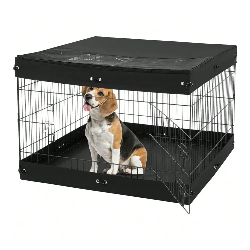 

Манеж-вольер для животных из 4 панелей (24x36 дюймов), складной, металлический, для собак, для использования в помещении и на улице, с дверцей, верхним и нижним покрытием