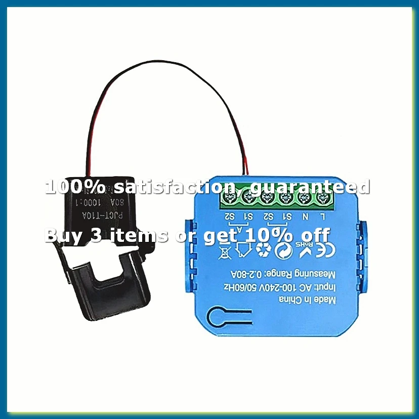 ●Tuya WIFI Smart Energy Meter Bidirectional with Transformer Clamp App Monitor Power 80A Support Alarm 1 Channel-1CT