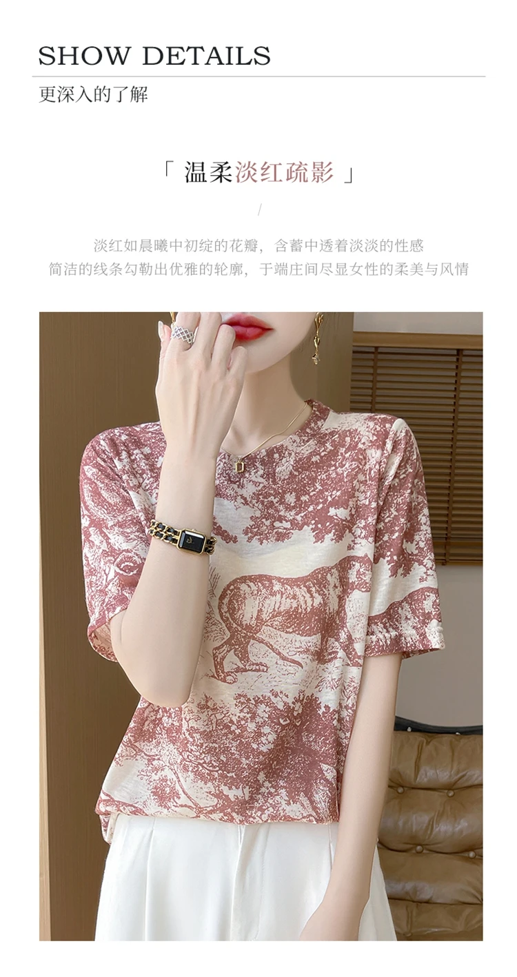 Summer Round Neck Acetic Acid Satin Short Sleeve T-shirt Women's Simple Half Sleeve White Blouse With Thin Inside