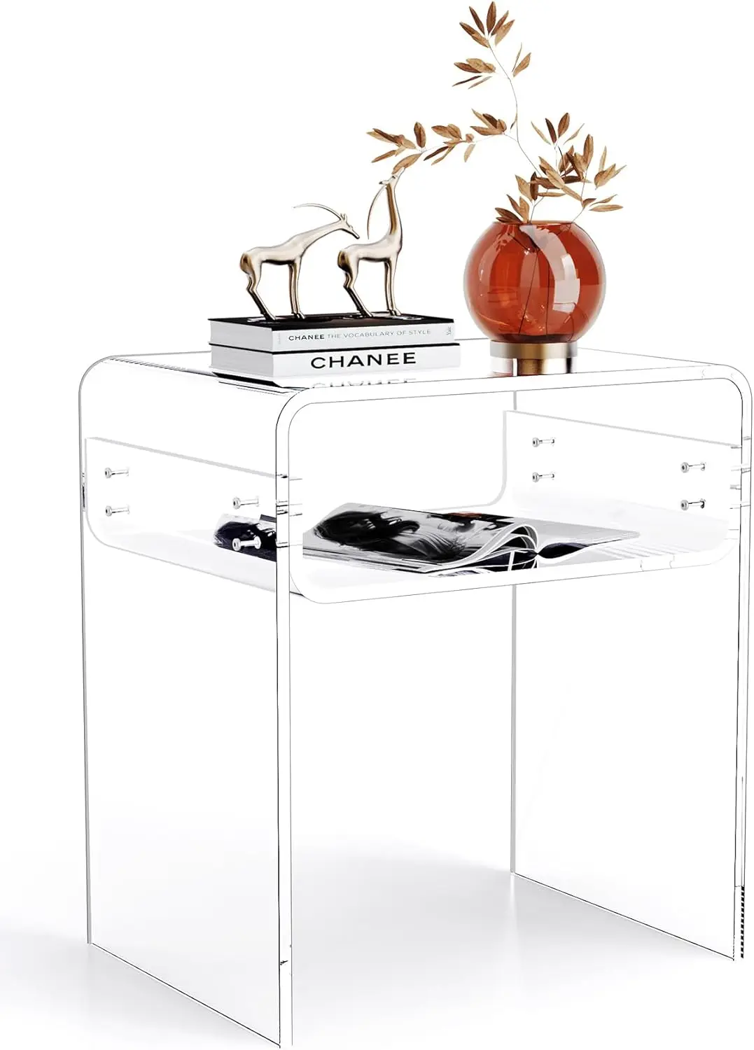 

Clear Acrylic 2-Tier End Table for Living Room Bedroom Nightstand Home Decor