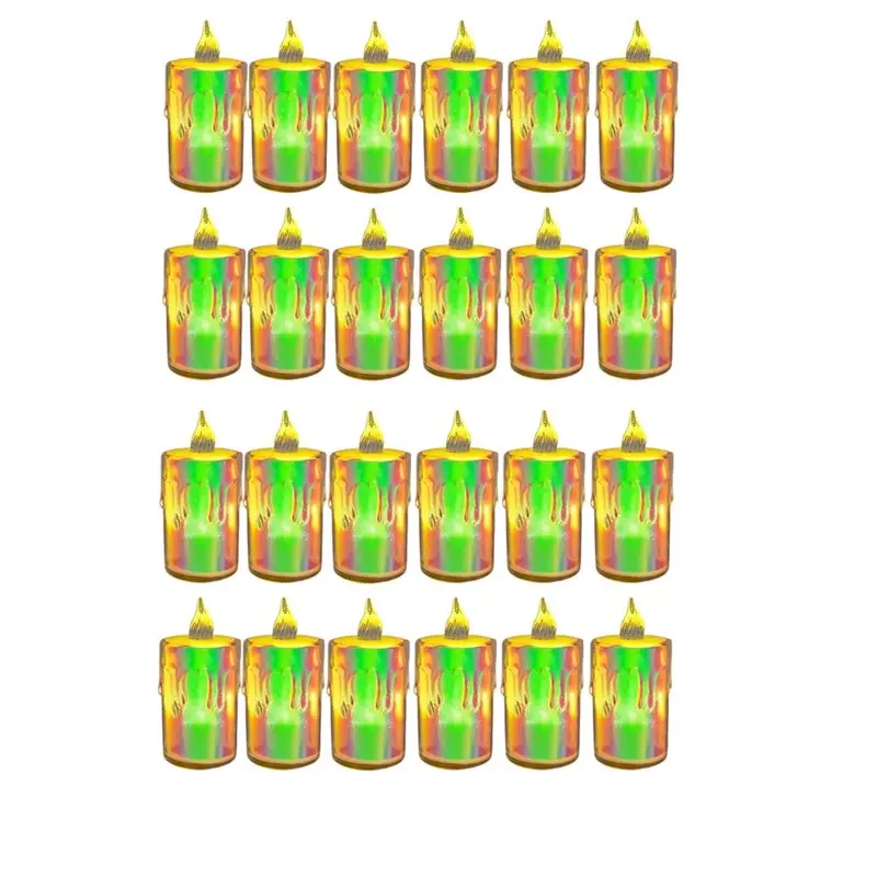 ABVG-Flameless Tea Lights 24Pcs Crystal LED Tea Lights Battery Operated Fake Candles, Tealights For Wedding, Dating, Dinner C