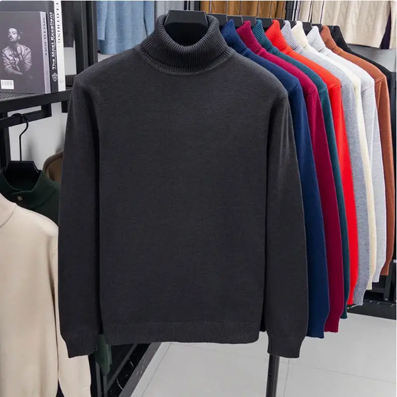 Herbstlicher Herren-Rollkragenpullover aus hochwertigem Strick, schmal geschnitten, langärmelig, Anti-Pilling, einfarbig, trendiger Herren-Streetwear-Pullover – Detail 5