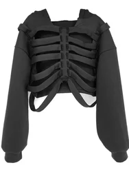 CHRONSTYLE Unisex Men Women Long Sleeve Hoodies Skeleton Hollow Out Solid Sweatshirts Streetwear Spring Fall Party Clubwear 2023