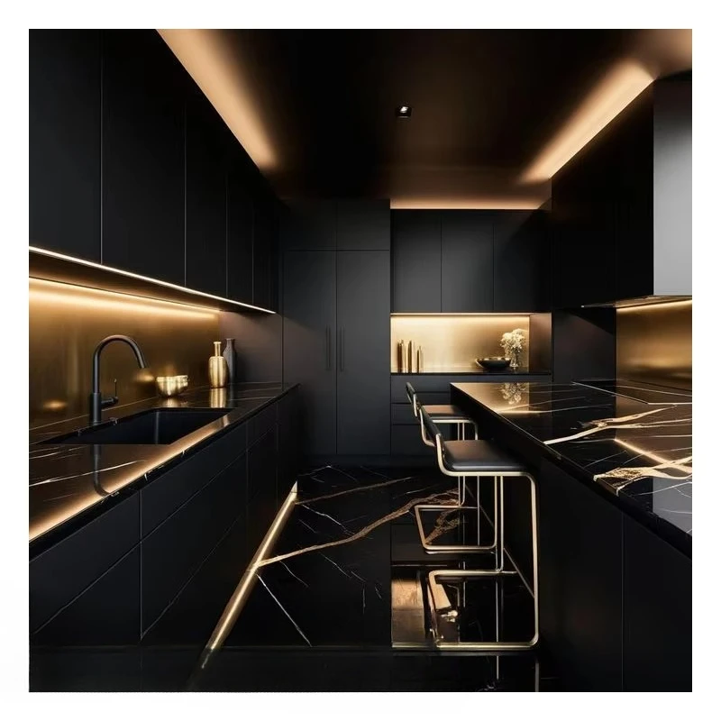 

German Apartment Project Wholesale European Kitchen Furniture Design Modern Matt Lacquer Dark Grey Kitchen Cabinet Set