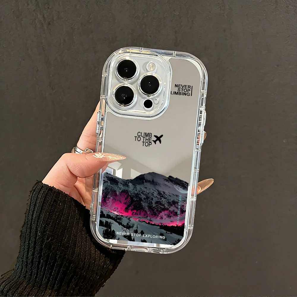 Modische Schneeberg-Gletscher-Spiegel-Handyhülle für iPhone 17 15 14 16 Pro Max 13 12 11 Pro XR XS 8 Plus 17Air Stoßfeste Hülle – Detail 1
