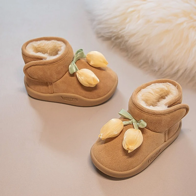 Fashion Baby Shoes 2025winter New Kids Snow Boots Retro Versatile Girls Ankle Boots Comfort Anti Slip Baby First Walkers Zapatos