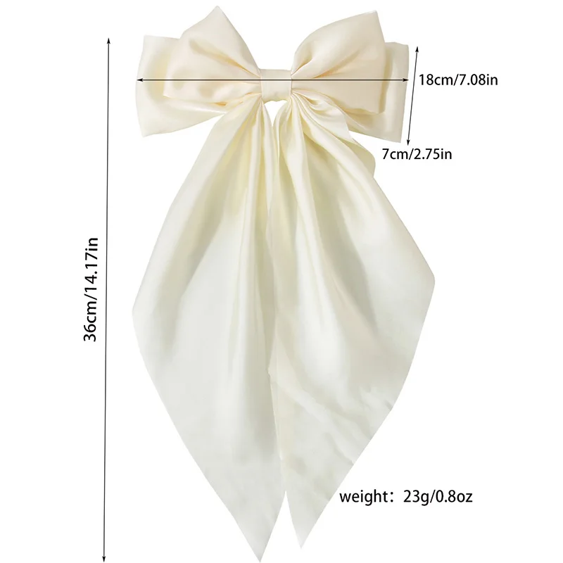 Fashion Bow Ribbon Hair Clip for Women  Elegant Solid Satin Hairpin Retro Bow Spring Clip Girls Headband Hair Accessories